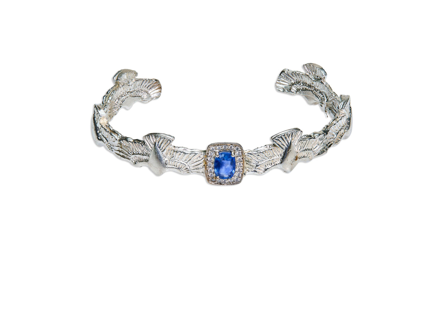 Falcon Cuff with Diamonds and Sapphire