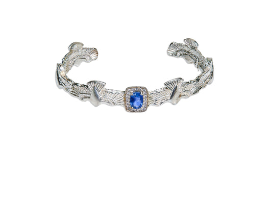 Falcon Cuff with Diamonds and Sapphire