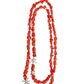 Gnarled Coral Beads and Skull Necklace