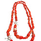 Gnarled Coral Beads and Skull Necklace