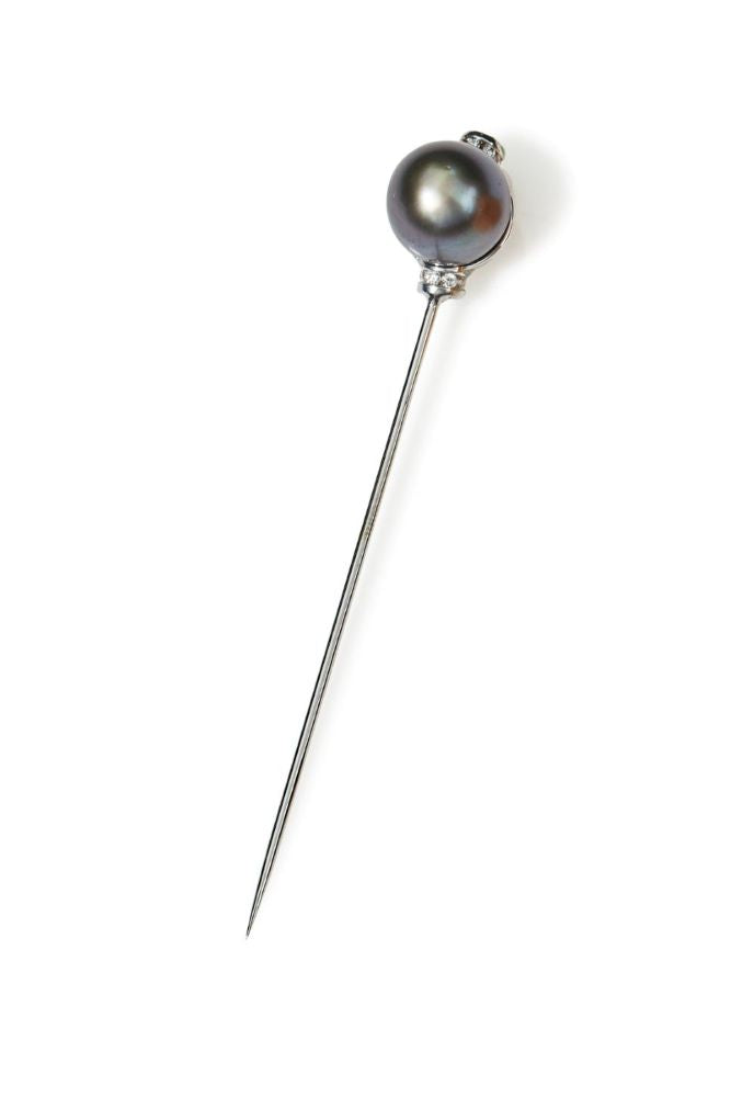 Tahitian Pearl and Diamond Pin