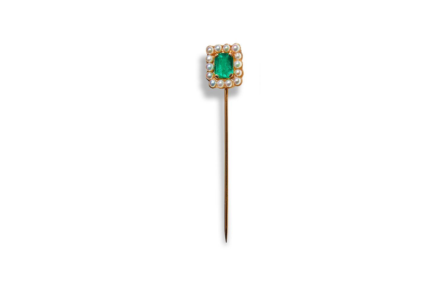Emerald and Seed Pearl Pin