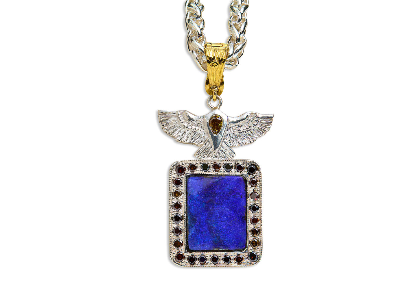 Opal and Diamond Falcon Pendant