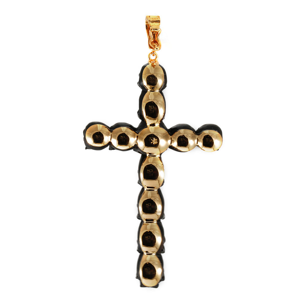 Carved Jet Skull Cross Pendant