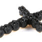 Carved Jet Skull Cross Pendant