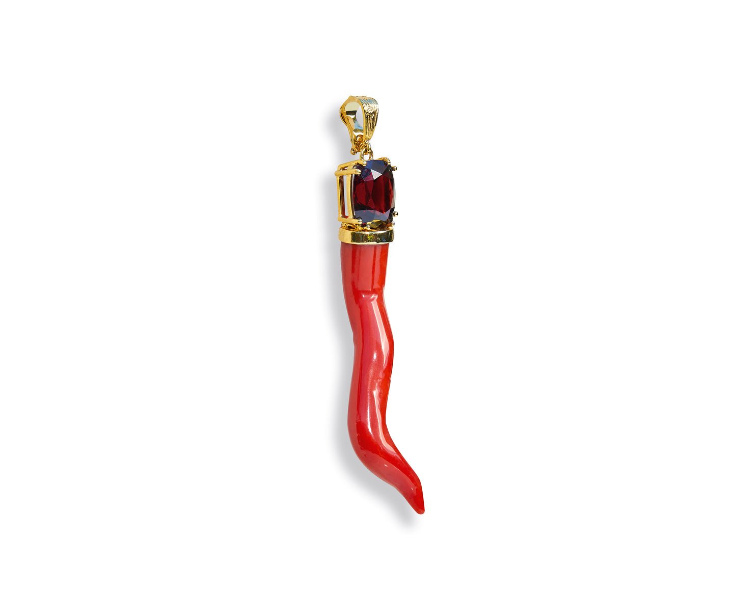 Garnet and Coral Horn Pendant