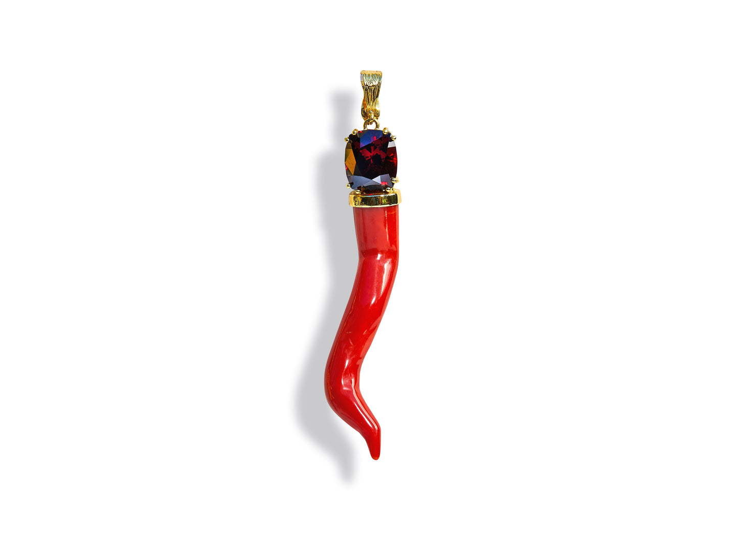 Garnet and Coral Horn Pendant