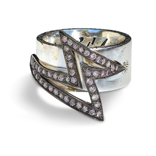 Lightning Bolt Ring with Fancy colored Diamonds