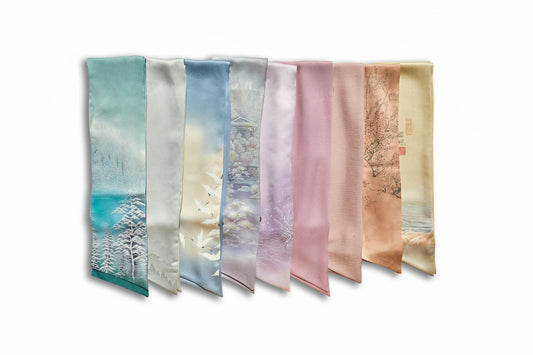 Vintage Japanese kimono silk pussy bows by K. Brunini Jewels for AeZeus Baldwin