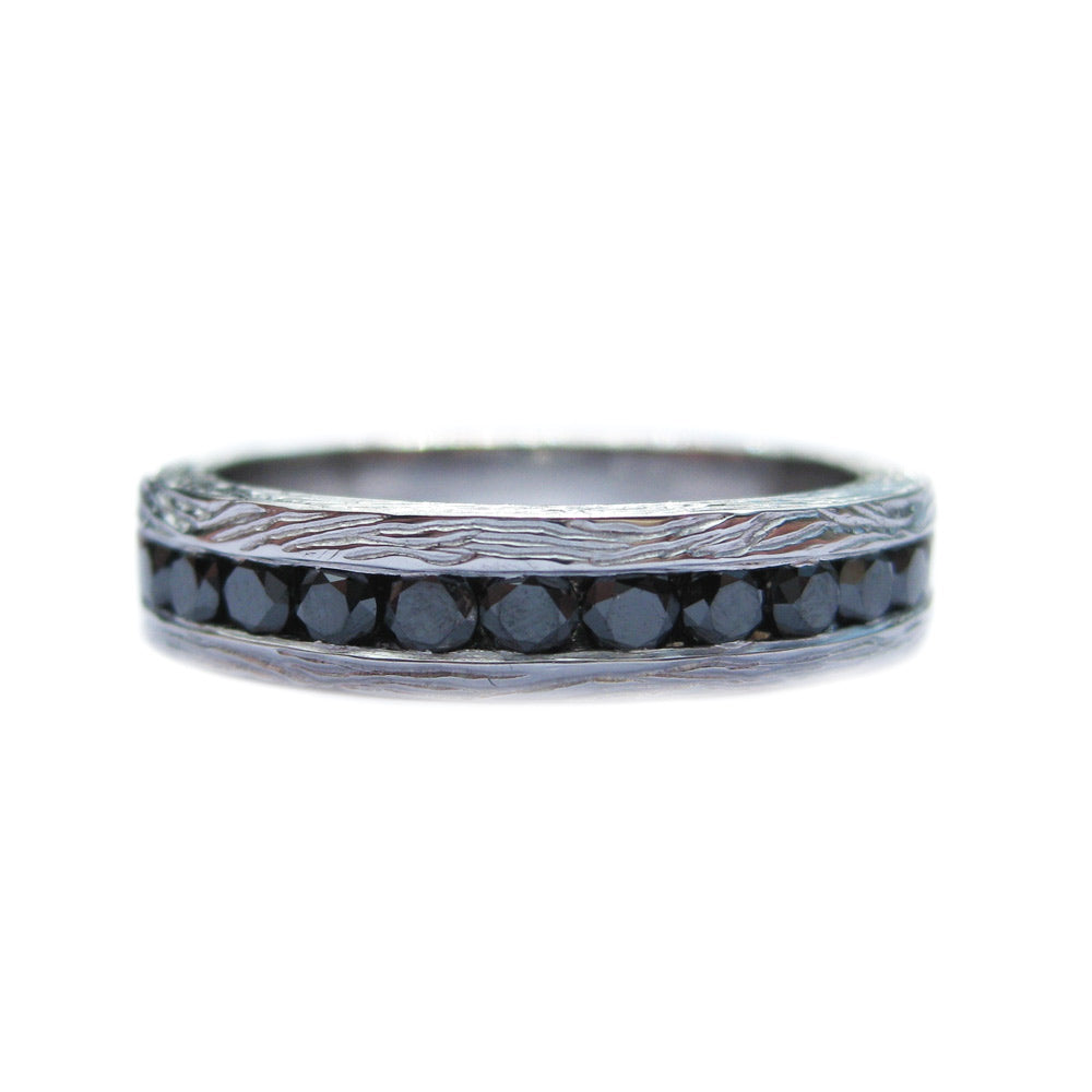 Twig Eternity Band with Black Diamonds