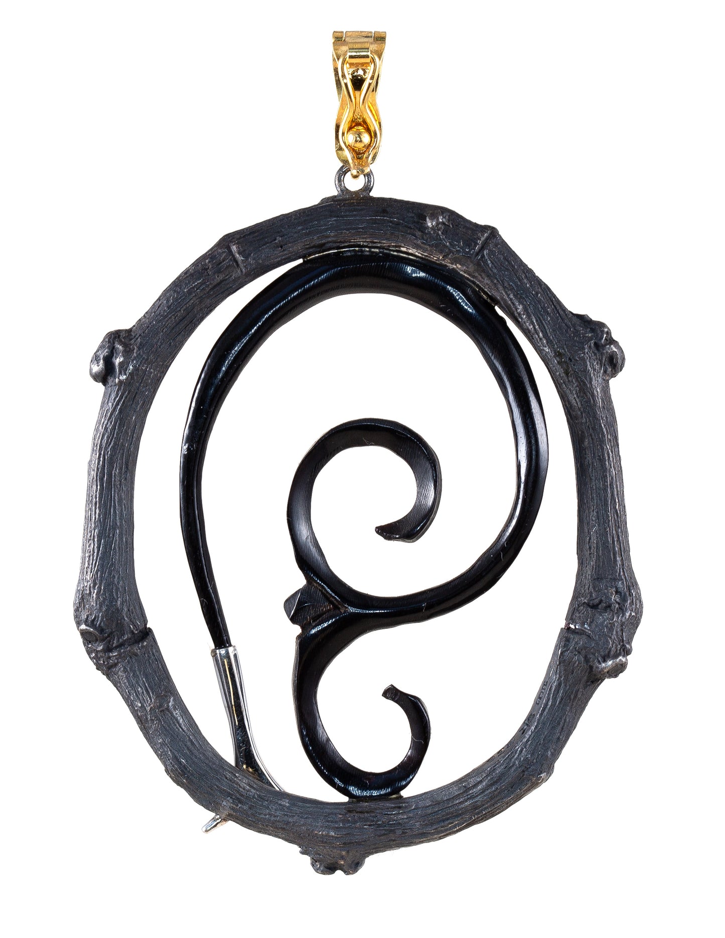 Hand-Carved Time Travelers Talisman Pendant with Diamonds