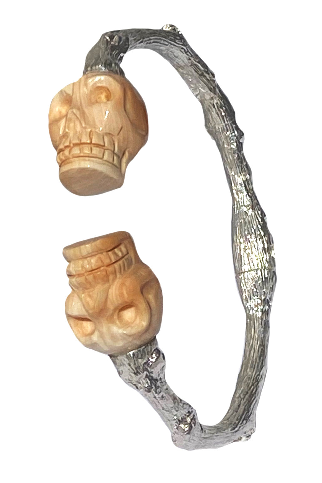 Carved Skull Torque Cuff