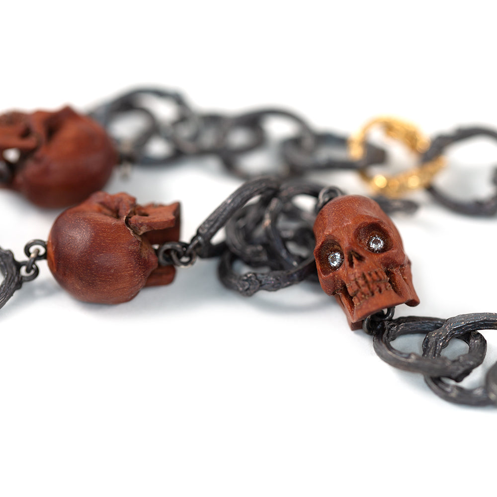 Twig Chain with Wooden Skulls
