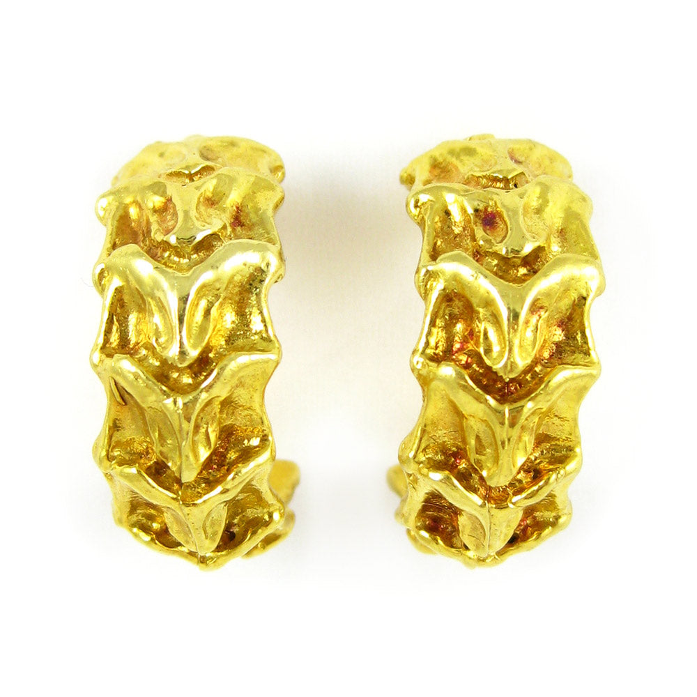 Large Vertebrae Hoop Earrings in Yellow Gold