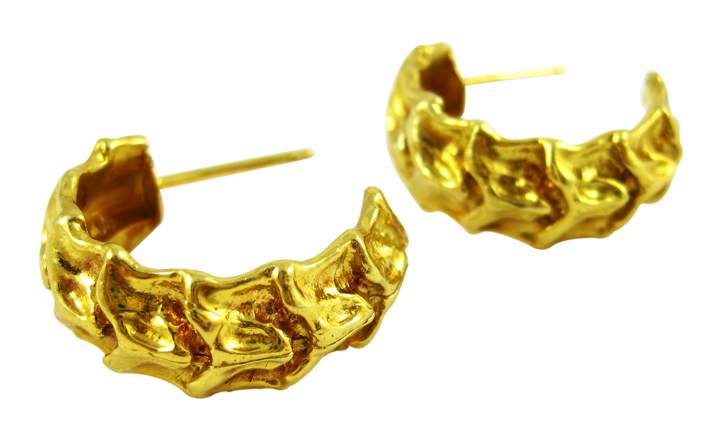 Large Vertebrae Hoop Earrings in Yellow Gold