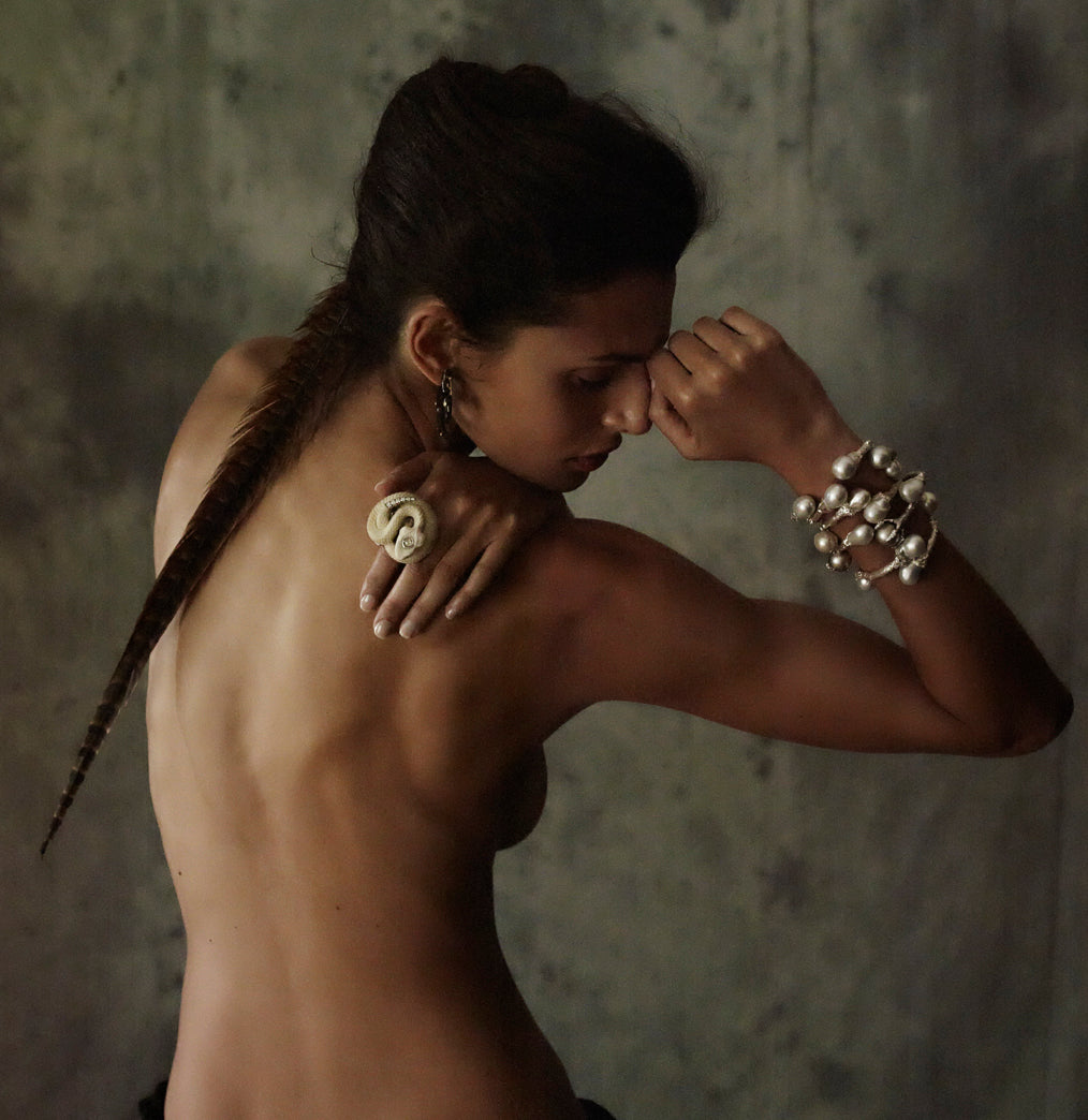 Torque Cuff with Tahitian Pearls