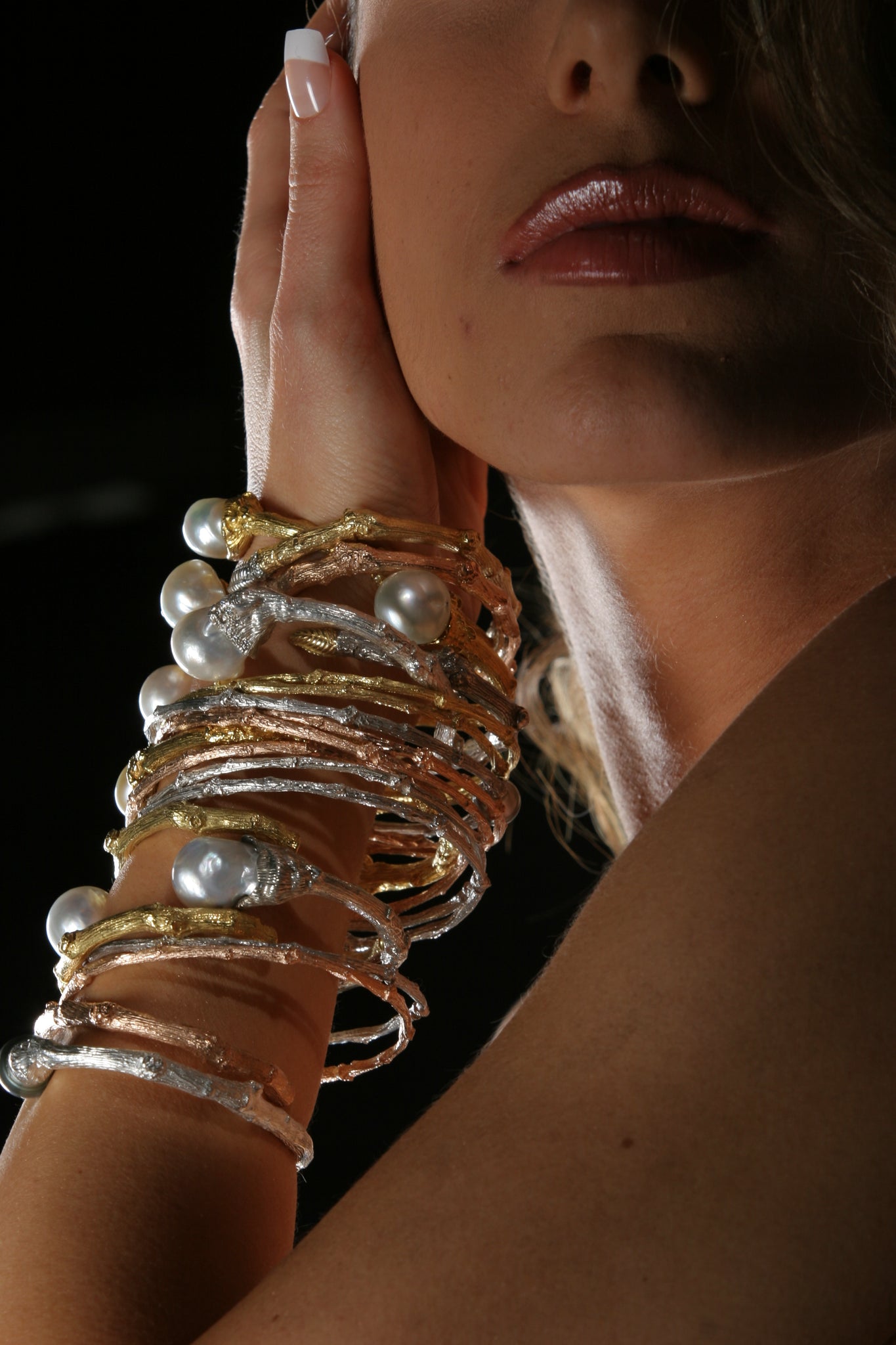 Torque Cuff with Tahitian Pearls