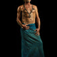 Antique Japanese Boro sarong styled for wear by AeZeus Baldwin