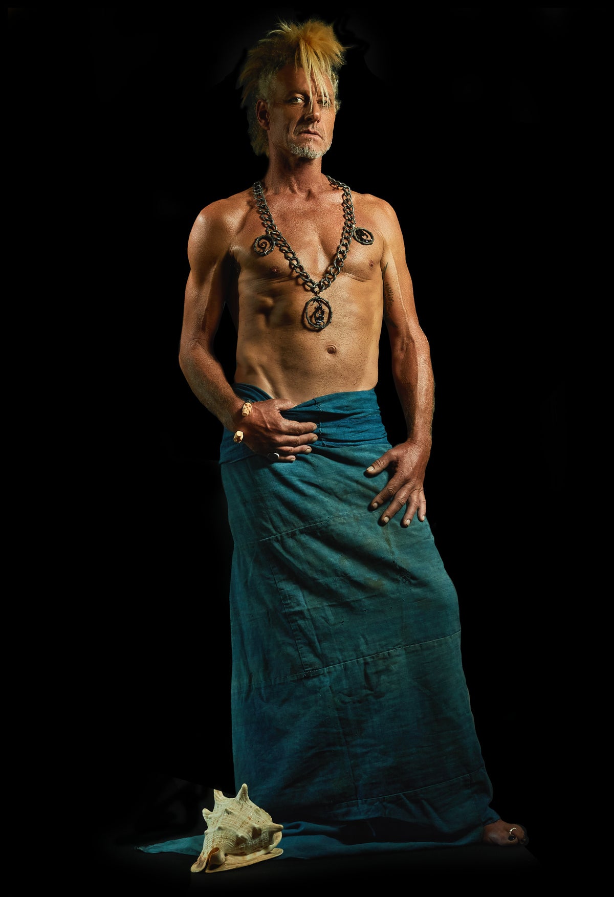 Antique Japanese Boro sarong styled for wear by AeZeus Baldwin